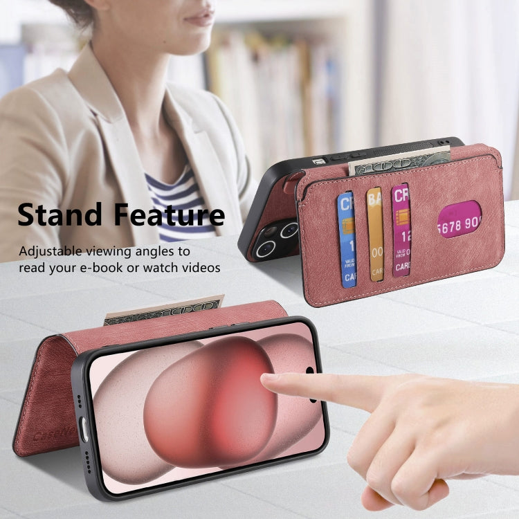 For iPhone 15 Plus CaseNeo MagSafe RFID Anti-theft Retro Leather Phone Case(Pink) by CaseNeo