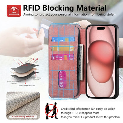 For iPhone 15 Plus CaseNeo MagSafe RFID Anti-theft Retro Leather Phone Case(Pink) by CaseNeo