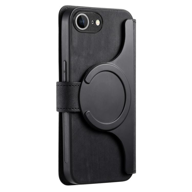 For iPhone 16e CaseNeo MagSafe RFID Anti-theft Retro Leather Phone Case(Black) by CaseNeo