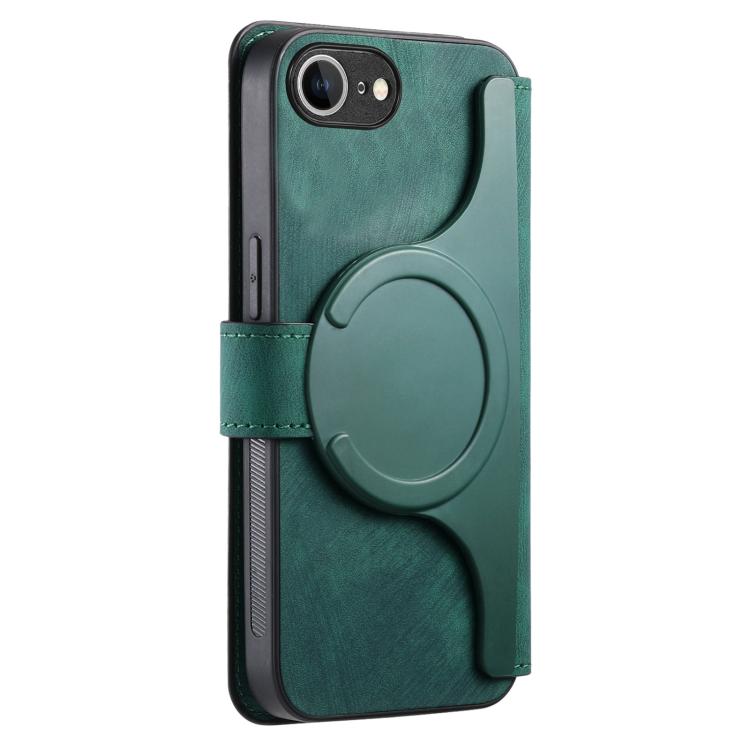 For iPhone 16e CaseNeo MagSafe RFID Anti-theft Retro Leather Phone Case(Green) by CaseNeo