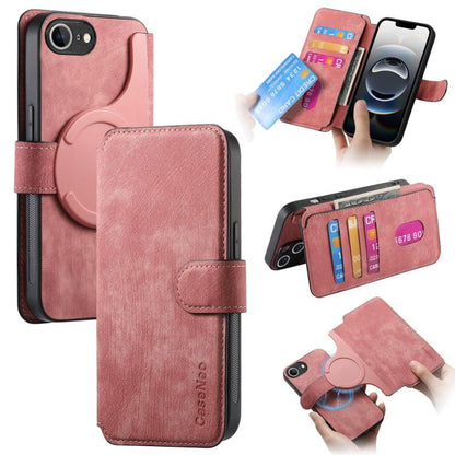 For iPhone 16e CaseNeo MagSafe RFID Anti-theft Retro Leather Phone Case(Pink) by CaseNeo