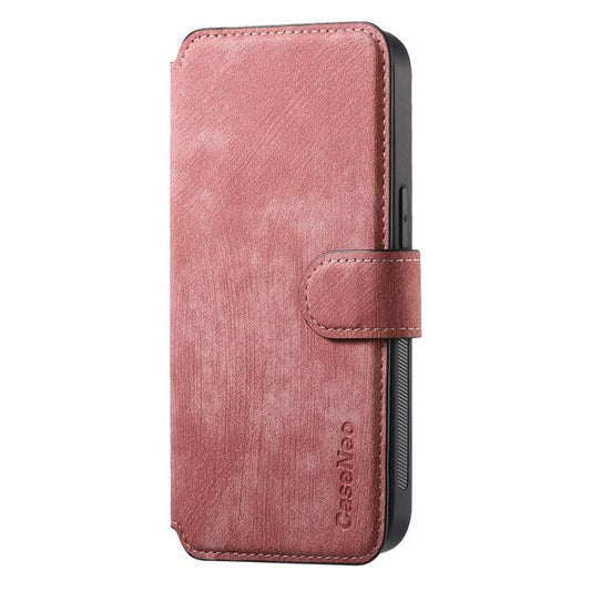 For iPhone 16e CaseNeo MagSafe RFID Anti-theft Retro Leather Phone Case(Pink) by CaseNeo