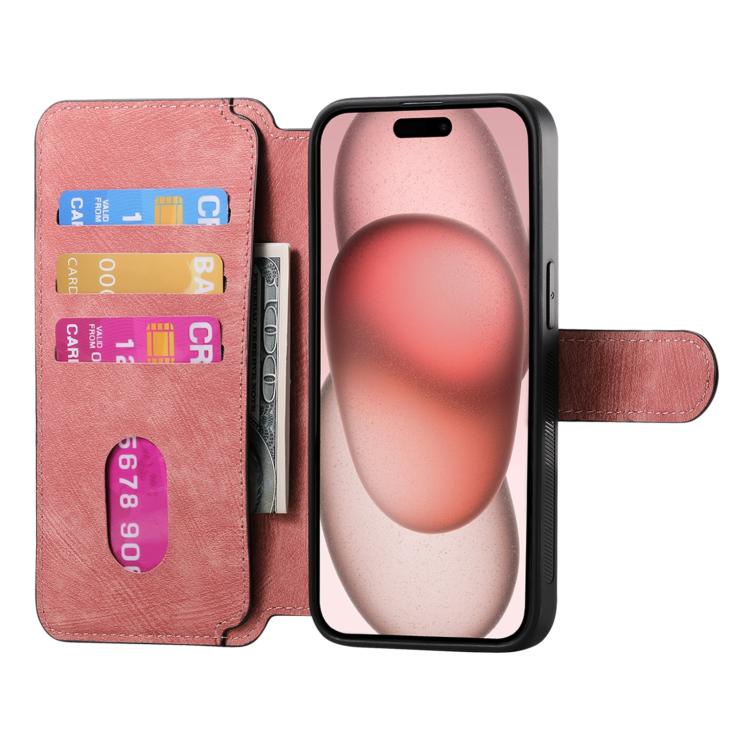 For iPhone 16e CaseNeo MagSafe RFID Anti-theft Retro Leather Phone Case(Pink) by CaseNeo