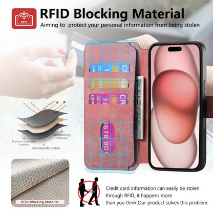 For iPhone 16e CaseNeo MagSafe RFID Anti-theft Retro Leather Phone Case(Pink) by CaseNeo