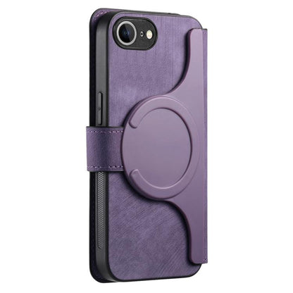For iPhone 16e CaseNeo MagSafe RFID Anti-theft Retro Leather Phone Case(Purple) by CaseNeo