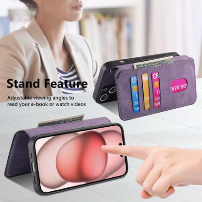 For iPhone 16e CaseNeo MagSafe RFID Anti-theft Retro Leather Phone Case(Purple) by CaseNeo