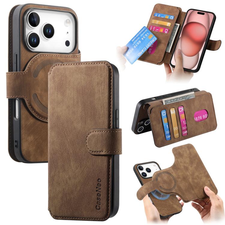 For iPhone 17 Pro Max CaseNeo MagSafe RFID Anti-theft Retro Leather Phone Case(Brown) by CaseNeo
