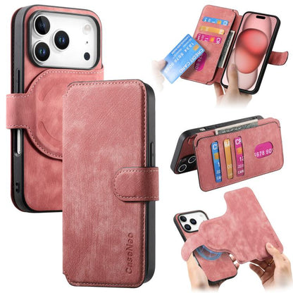 For iPhone 17 Pro Max CaseNeo MagSafe RFID Anti-theft Retro Leather Phone Case(Pink) by CaseNeo