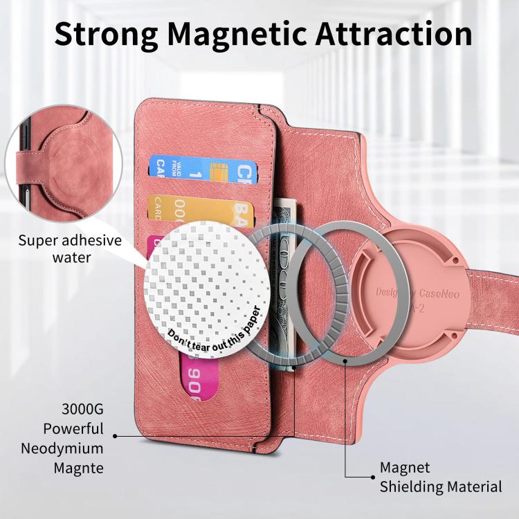 For iPhone 17 Pro Max CaseNeo MagSafe RFID Anti-theft Retro Leather Phone Case(Pink) by CaseNeo