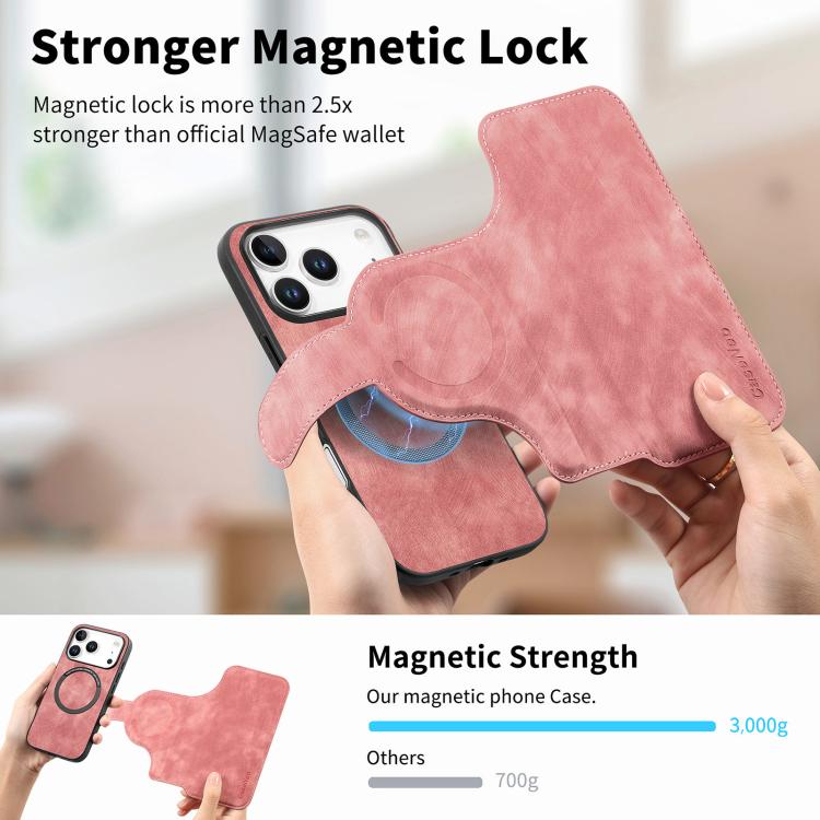 For iPhone 17 Pro Max CaseNeo MagSafe RFID Anti-theft Retro Leather Phone Case(Pink) by CaseNeo