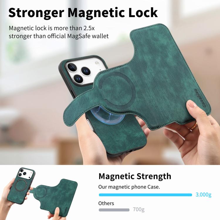 For iPhone 17 Pro CaseNeo MagSafe RFID Anti-theft Retro Leather Phone Case(Green) by CaseNeo