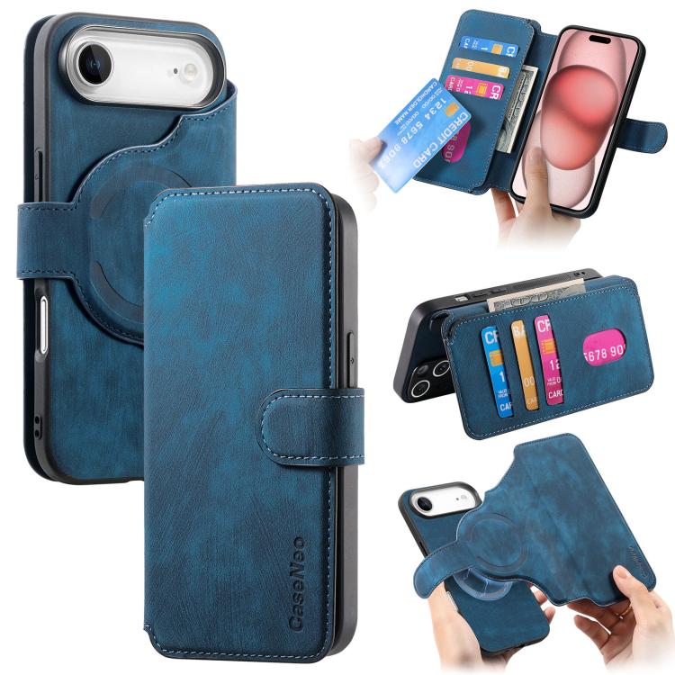 For iPhone Air CaseNeo MagSafe RFID Anti-theft Retro Leather Phone Case(Blue) by CaseNeo
