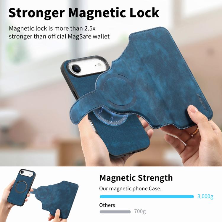 For iPhone Air CaseNeo MagSafe RFID Anti-theft Retro Leather Phone Case(Blue) by CaseNeo