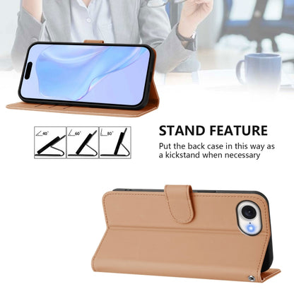 For iPhone 16e Skin Feel Solid Color Leather Phone Case with Lanyard(Nude) by bashfashion