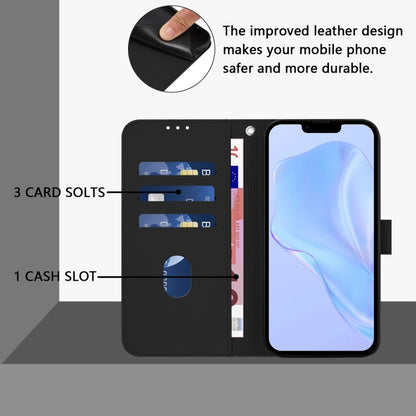 For iPhone 16e Skin Feel Solid Color Leather Phone Case with Lanyard(Black) by bashfashion