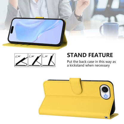 For iPhone 16e Skin Feel Solid Color Leather Phone Case with Lanyard(Lemon Yellow) by bashfashion