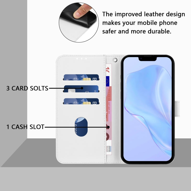 For iPhone 16e Skin Feel Solid Color Leather Phone Case with Lanyard(White) by bashfashion