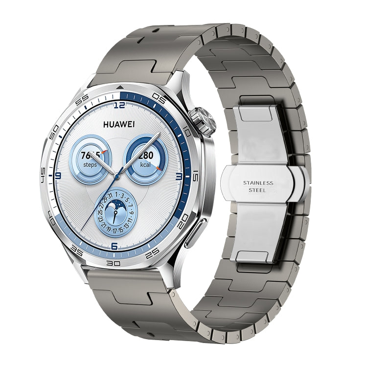 For Huawei GT4 46mm / GT5 46mm / GT5 Pro 22mm H-shaped Butterfly Buckle Stainless Steel Watch Band(Titanium Color) by bashfashion
