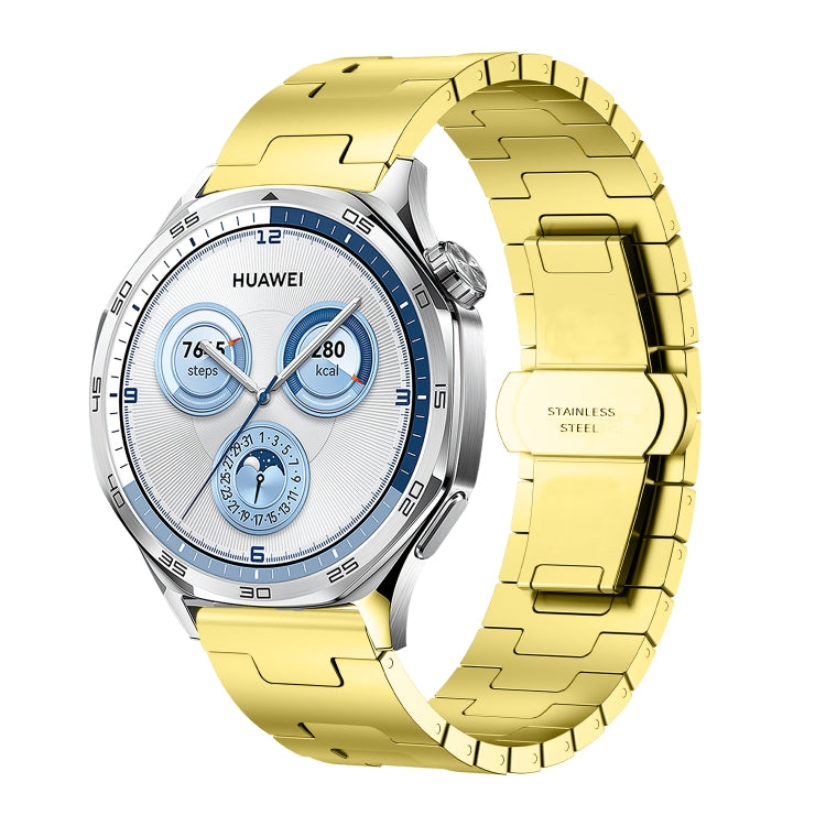 For Huawei GT4 46mm / GT5 46mm / GT5 Pro 22mm H-shaped Butterfly Buckle Stainless Steel Watch Band(Gold) by bashfashion
