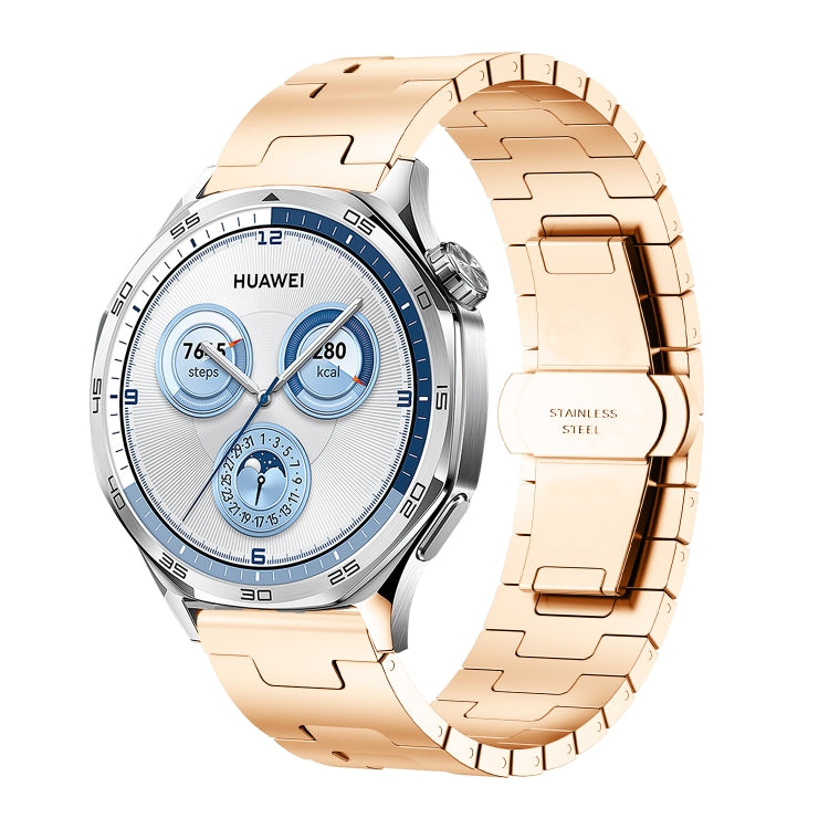 For Huawei GT4 46mm / GT5 46mm / GT5 Pro 22mm H-shaped Butterfly Buckle Stainless Steel Watch Band(Rose Gold) by bashfashion