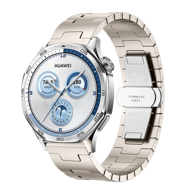 For Huawei GT4 46mm / GT5 46mm / GT5 Pro 46mm 22mm H-shaped Butterfly Buckle Stainless Steel Watch Band(Starlight) by bashfashion