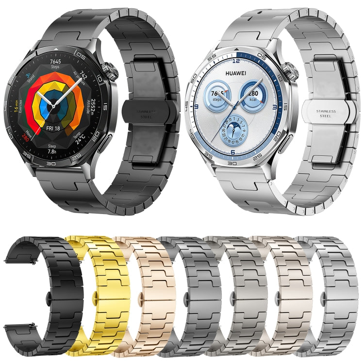 For Huawei GT4 46mm / GT5 46mm / GT5 Pro 22mm H-shaped Butterfly Buckle Stainless Steel Watch Band(Titanium Color) by bashfashion