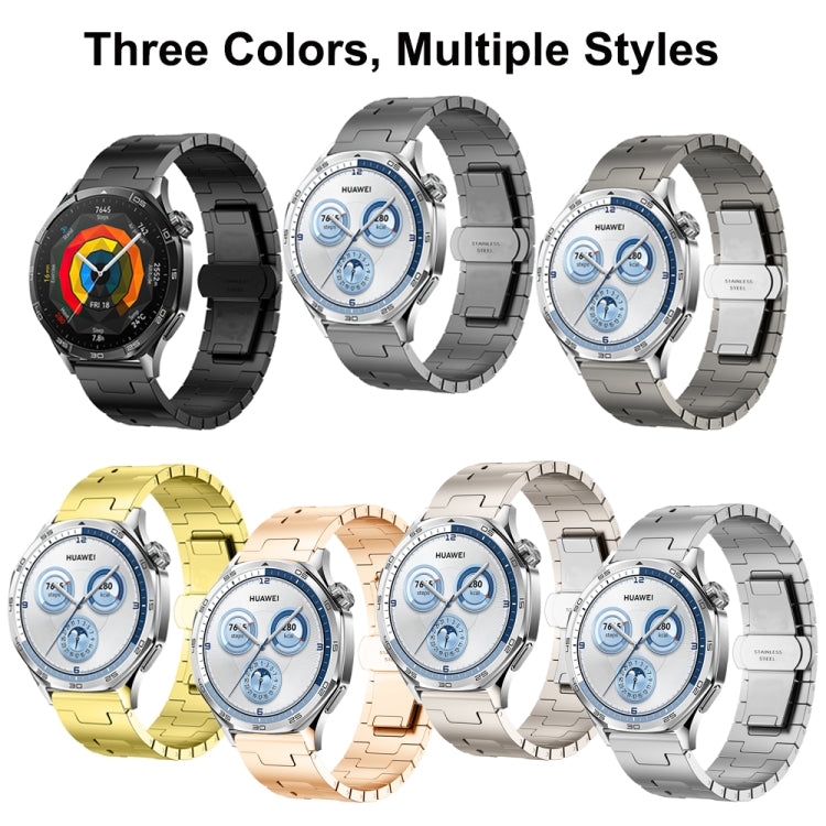 For Huawei GT4 46mm / GT5 46mm / GT5 Pro 22mm H-shaped Butterfly Buckle Stainless Steel Watch Band(Titanium Color) by bashfashion