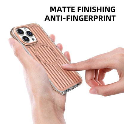 For iPhone 16 Mutural Corrugated Texture Magsafe Magnetic Shockproof Phone Case(Antique Brass) by Mutural