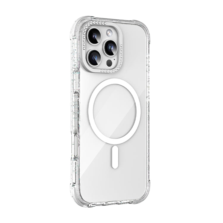 For iPhone 16 Pro Max Mutural Blink Series Glitter Edge MagSafe Magnetic Phone Case(White) by Mutural