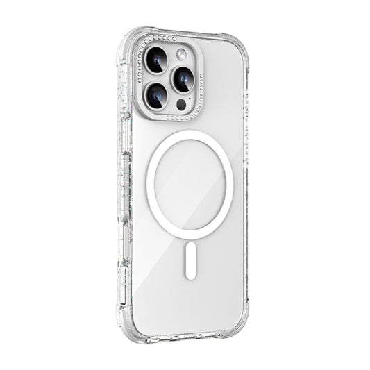 For iPhone 16 Pro Max Mutural Blink Series Glitter Edge MagSafe Magnetic Phone Case(White) by Mutural