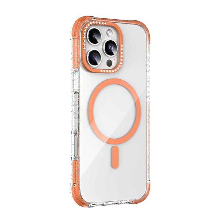 For iPhone 16 Pro Mutural Blink Series Glitter Edge MagSafe Magnetic Phone Case(Orange) by Mutural