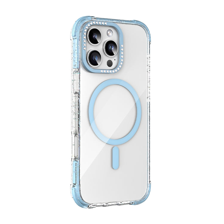 For iPhone 16 Pro Mutural Blink Series Glitter Edge MagSafe Magnetic Phone Case(Blue) by Mutural
