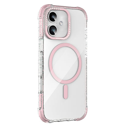 For iPhone 16 Mutural Blink Series Glitter Edge MagSafe Magnetic Phone Case(Pink) by Mutural