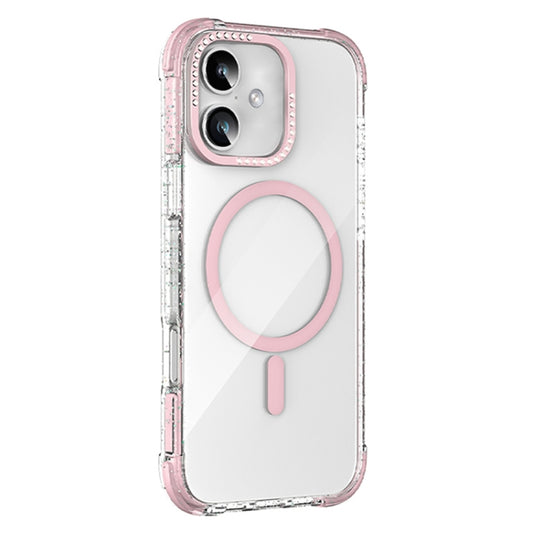 For iPhone 16 Mutural Blink Series Glitter Edge MagSafe Magnetic Phone Case(Pink) by Mutural