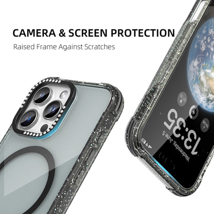 For iPhone 16 Mutural Blink Series Glitter Edge MagSafe Magnetic Phone Case(Blue) by Mutural