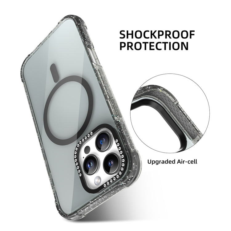 For iPhone 16 Pro Max Mutural Blink Series Glitter Edge MagSafe Magnetic Phone Case(White) by Mutural