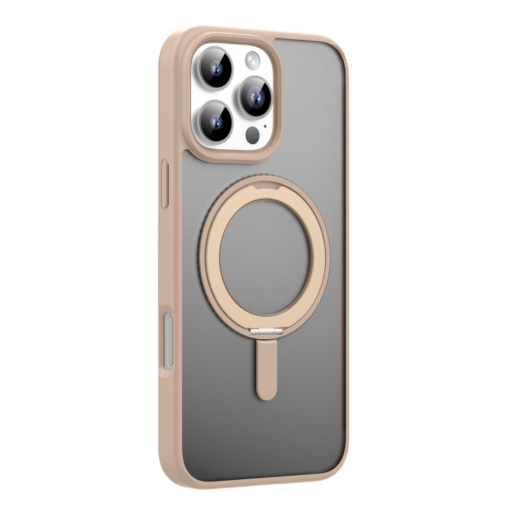 For iPhone 16 Pro Mutural Armor Series MagSafe Magnetic Holder Phone Case(Desert Gold) by Mutural