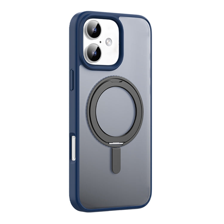 For iPhone 16 Mutural Armor Series MagSafe Magnetic Holder Phone Case(Blue) by Mutural