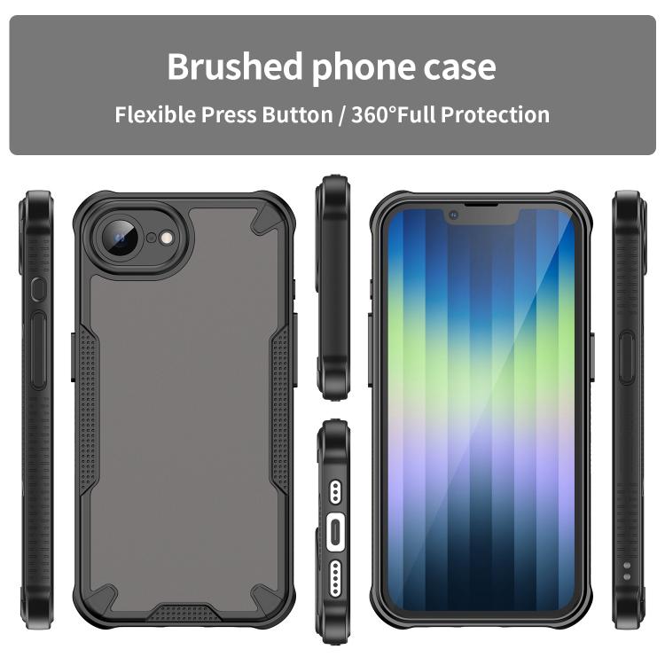 For iPhone 16e Armor Glaze PC Hybrid TPU Phone Case(Black) by bashfashion
