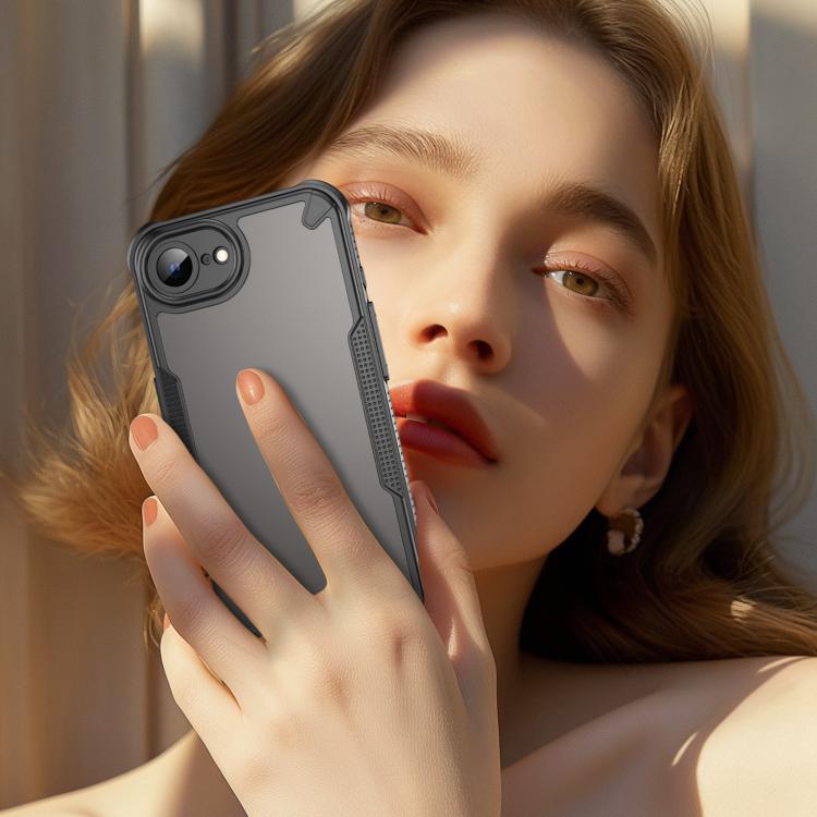 For iPhone 16e Armor Glaze PC Hybrid TPU Phone Case(Black) by bashfashion