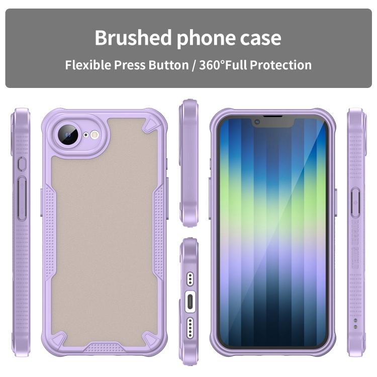 For iPhone 16e Armor Glaze PC Hybrid TPU Phone Case(Purple) by bashfashion