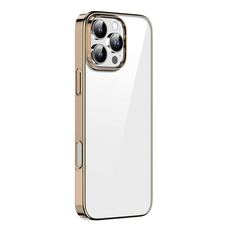 For iPhone 16 Pro Max Mutural Jiantou Series Electroplating Hybrid PC Phone Case(Mocha Gold) by Mutural