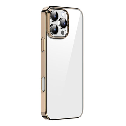 For iPhone 16 Pro Mutural Jiantou Series Electroplating Hybrid PC Phone Case(Mocha Gold) by Mutural