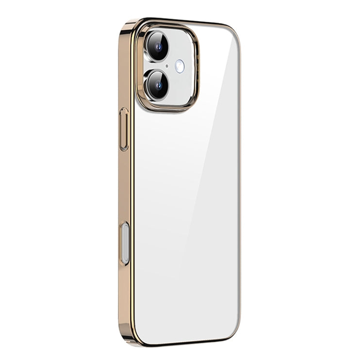 For iPhone 16 Mutural Jiantou Series Electroplating Hybrid PC Phone Case(Mocha Gold) by Mutural