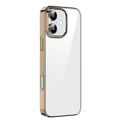 For iPhone 16 Mutural Jiantou Series Electroplating Hybrid PC Phone Case(Mocha Gold) by Mutural