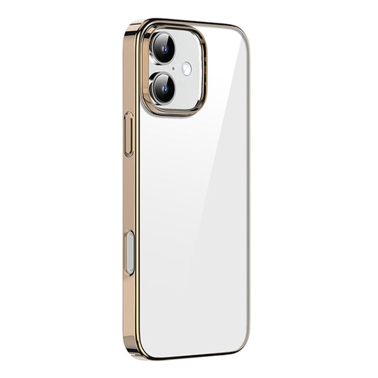 For iPhone 16 Mutural Jiantou Series Electroplating Hybrid PC Phone Case(Mocha Gold) by Mutural