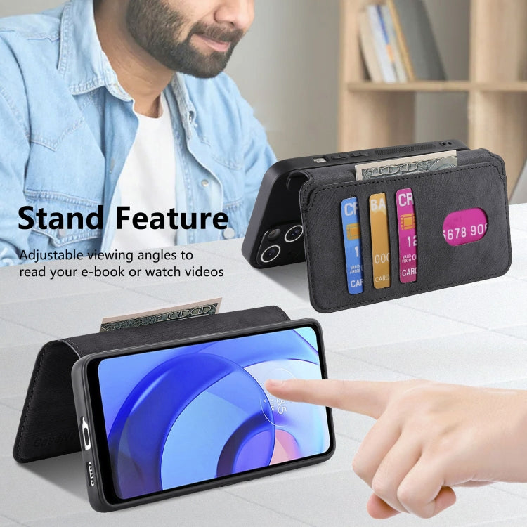 For Motorola Moto E30 / E20 CaseNeo MagSafe RFID Anti-theft Retro Leather Phone Case(Black) by CaseNeo