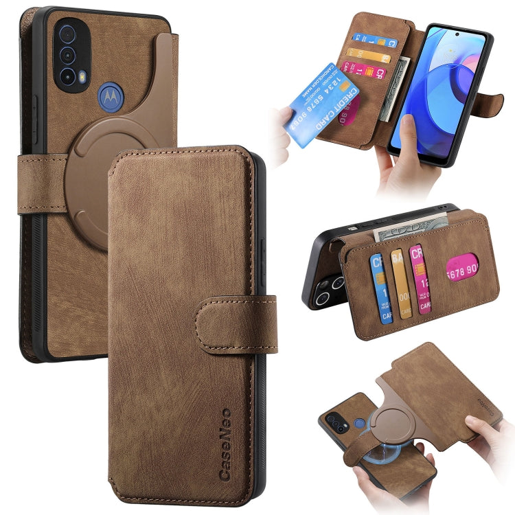 For Motorola Moto E30 / E20 CaseNeo MagSafe RFID Anti-theft Retro Leather Phone Case(Brown) by CaseNeo