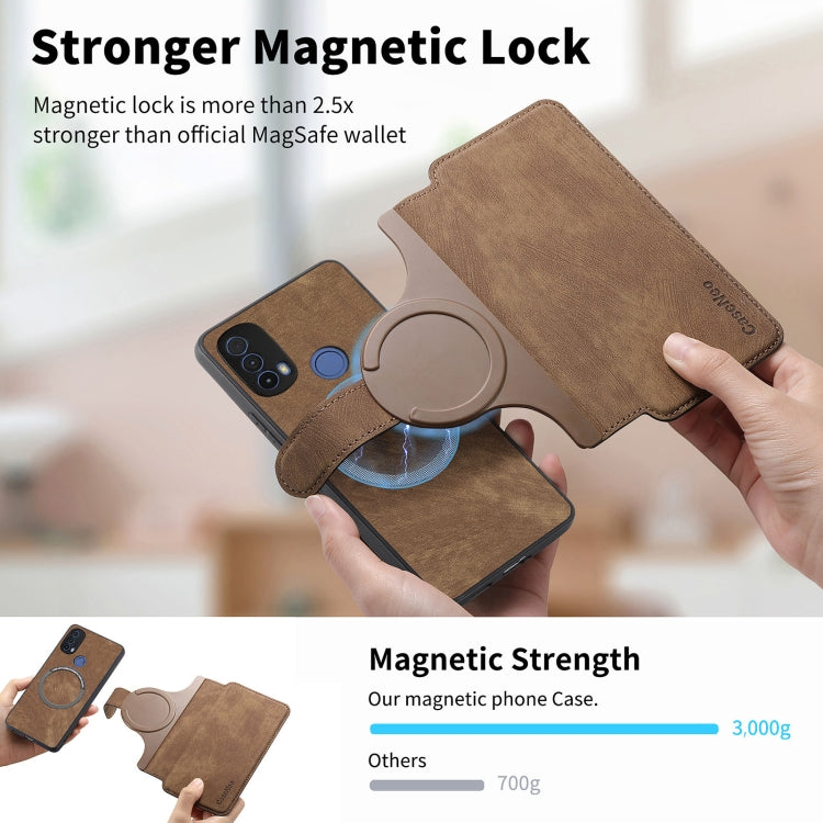 For Motorola Moto E30 / E20 CaseNeo MagSafe RFID Anti-theft Retro Leather Phone Case(Brown) by CaseNeo