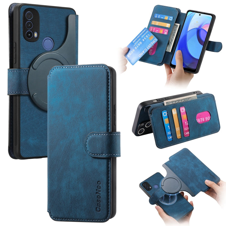 For Motorola Moto E30 / E20 CaseNeo MagSafe RFID Anti-theft Retro Leather Phone Case(Blue) by CaseNeo